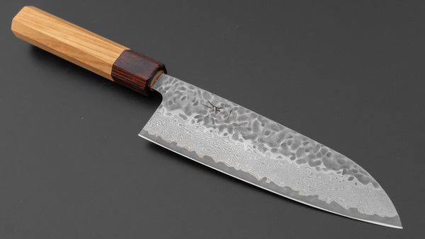 Hitohira Futana Stainless Tsuchime Damascus Santoku 170mm Keyaki Zelkova Handle Product vendor