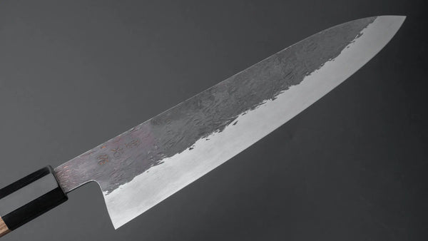 Isamitsu Blue Super Stainless Clad Kurouchi Gyuto 240mm Taihei Zebrawood Handle Product vendor