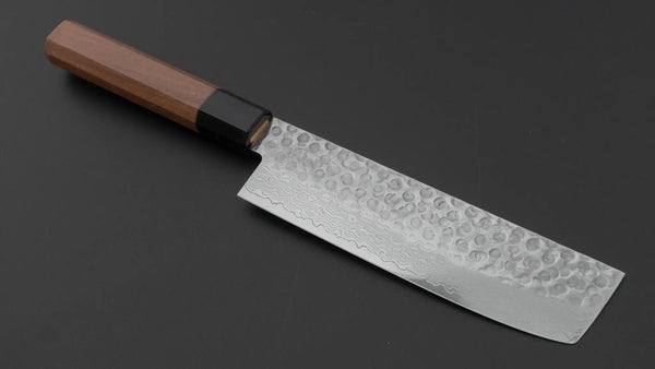 Hitohira HG Tsuchime Damascus Nakiri Walnut Handle Product vendor