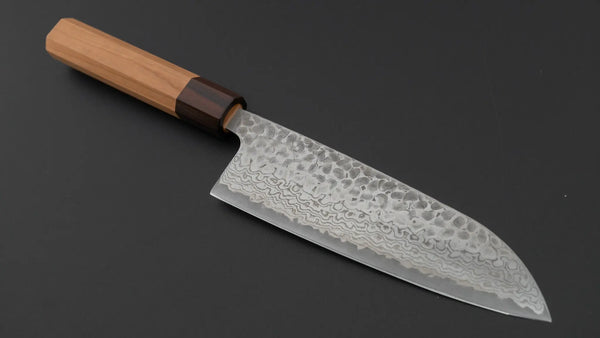 Hitohira Futana S3 Tsuchime Damascus Santoku 170mm Cherry Wood Handle Product vendor