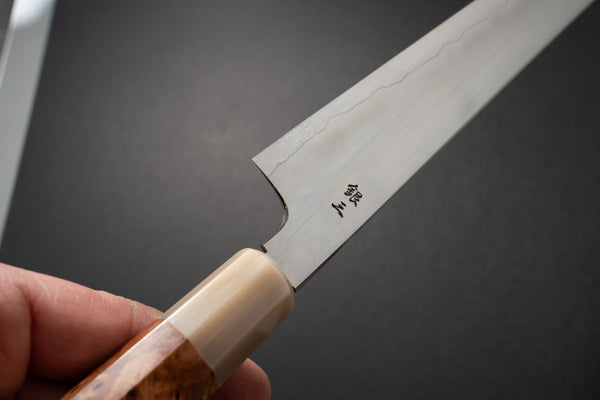 Tetsujin Silver #3 Ukiba Kiritsuke Sujihiki 270mm Riisgaard Elm Burl Handle