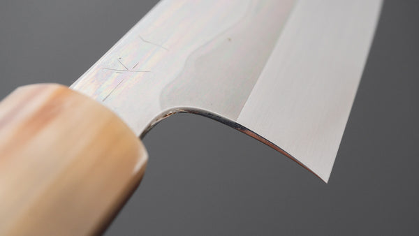 Hitohira Togashi White #1 Fuji Mizu Honyaki Santoku 180mm Taihei Makassar Ebony Handle (#183/ Saya)