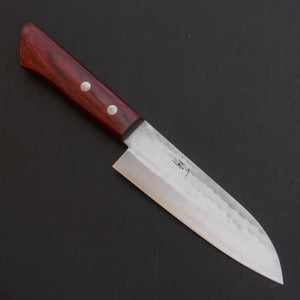 Hitohira NM Tsuchime Santoku 130mm Wine Pakka Handle (No Bolster) Product vendor