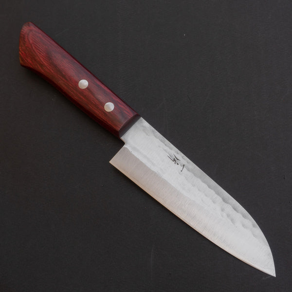 Hitohira NM Tsuchime Santoku 130mm Wine Pakka Handle (No Bolster) Product vendor