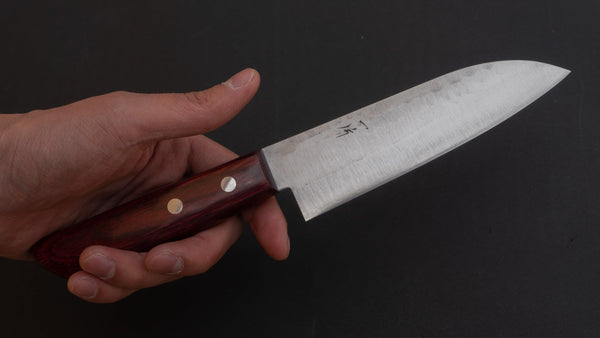 Hitohira NM Tsuchime Santoku 130mm Wine Pakka Handle (No Bolster) Product vendor