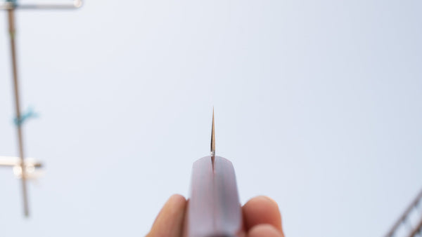 Hitohira NM Tsuchime Santoku 130mm Wine Pakka Handle (No Bolster) Product vendor