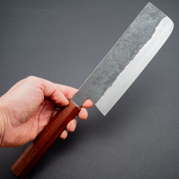 Isamitsu White #1 Stainless Clad Kurouchi Nakiri 180mm Riisgaard Handle