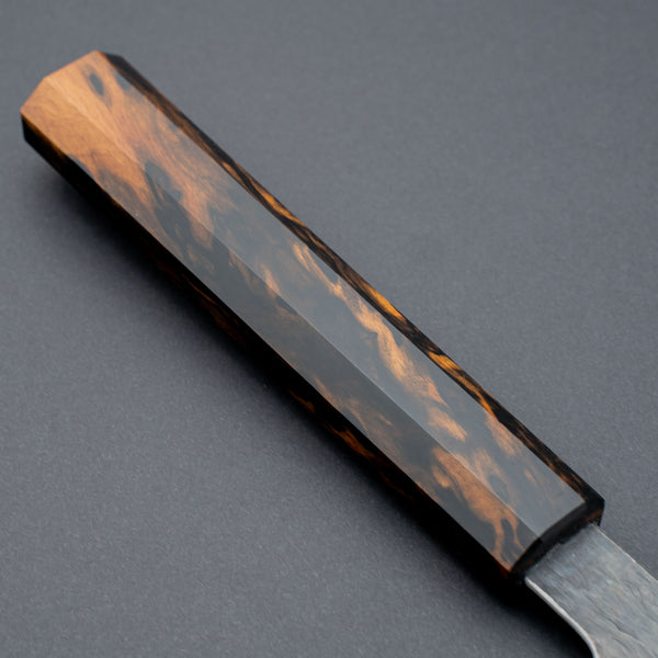 Isamitsu White #1 Stainless Clad Kurouchi Sujihiki 270mm Black and White Ebony Handle