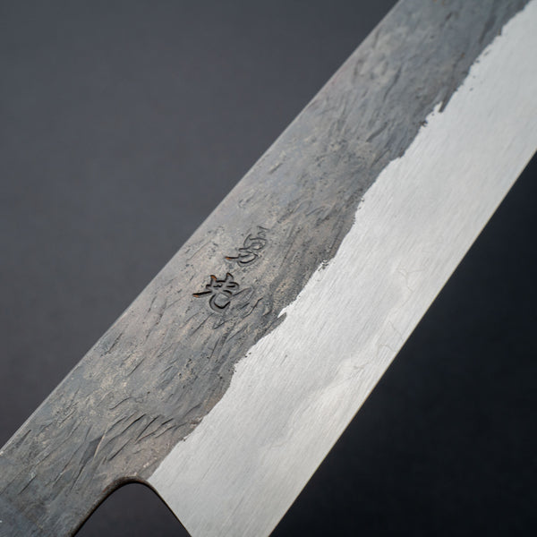 Isamitsu White #1 Stainless Clad Kurouchi Sujihiki 270mm Black and White Ebony Handle