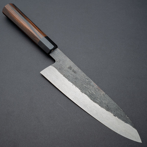 Isamitsu White #1 Stainless Clad Kurouchi Gyuto 195mm Riisgaard Ebony Handle