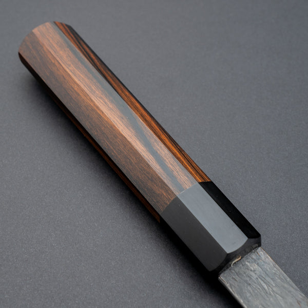Isamitsu White #1 Stainless Clad Kurouchi Gyuto 195mm Riisgaard Ebony Handle
