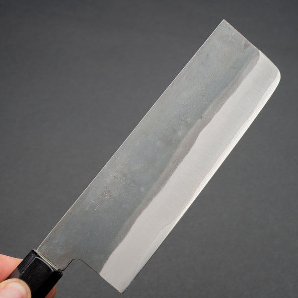 Hitohira Hizen Kurouchi Blue #1 Stainless Clad Nakiri 165mm Ho Wood Handle