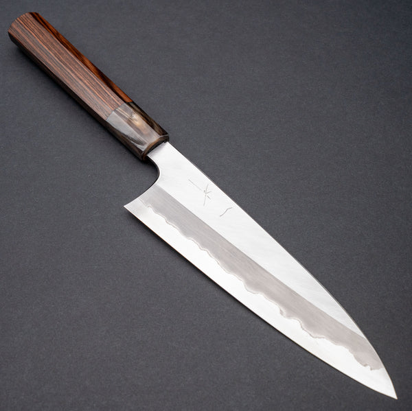 Hitohira Togashi Blue #1 Stainless Clad Migaki Gyuto 210mm Taihei Makassar Ebony Handle