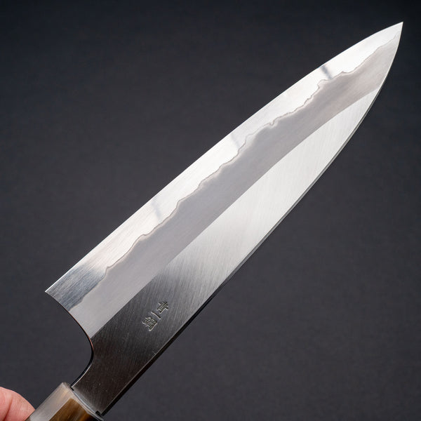 Hitohira Togashi Blue #1 Stainless Clad Migaki Gyuto 210mm Taihei Makassar Ebony Handle