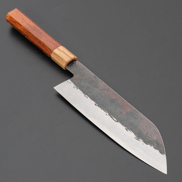 Isamitsu White #1 Stainless Clad Kurouchi Santoku 180mm Wood Handle