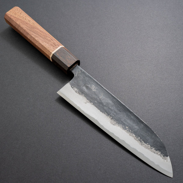 Hitohira Blue #1 Kurouchi Santoku 165mm Walnut Handle - Tetogi