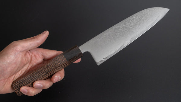 Hitohira Futana Nickel Damascus Santoku 170mm Tagayasan Handle - Tetogi