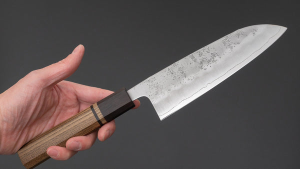 Hitohira Futana S3 Nashiji Santoku 170mm Jindai Elm Handle - Tetogi