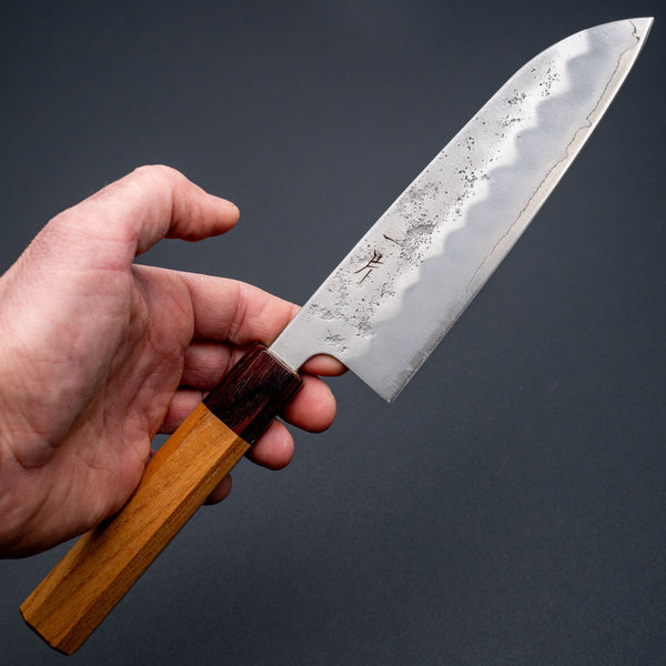 Hitohira Futana S3 Nashiji Santoku 170mm Keyaki Zelkova Handle - Tetogi
