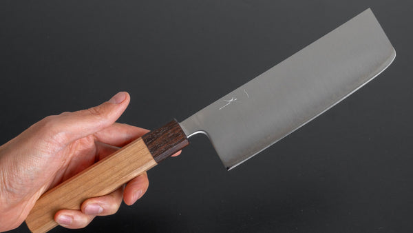 Hitohira Futana SB Migaki Nakiri 165mm Cherry Wood Handle - Tetogi