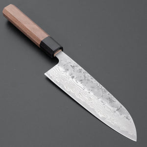Hitohira Futana Swedish Stainless Nashiji Damascus Santoku 170mm Walnut Handle - Tetogi