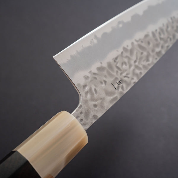 Hitohira Futana White #1 Migaki Tsuchime Santoku 170mm Ebony Handle - Tetogi