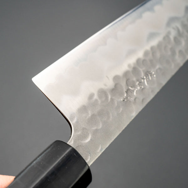 Hitohira Futana White 2 Migaki Tsuchime Kiritsuke Gyuto 210mm Ebony Handle - Tetogi