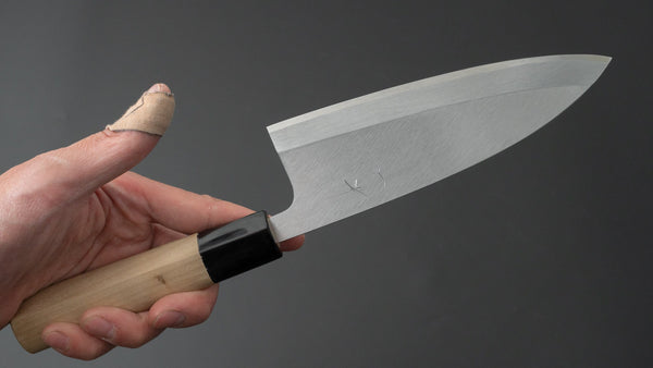 Hitohira Gorobei White #3 Left - Handed Deba 150mm Ho Wood Handle (D - Shape) - Tetogi