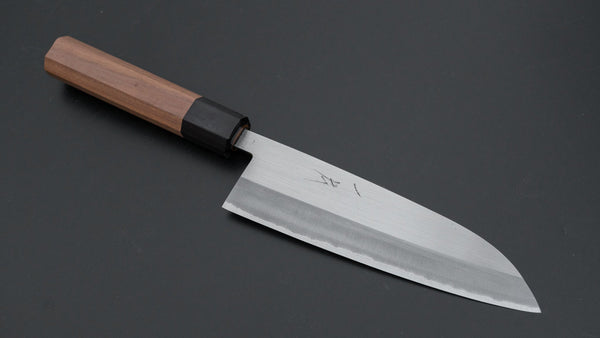 Hitohira Harima Forged Blue #2 Stainless Clad Migaki Santoku Walnut Handle - Tetogi