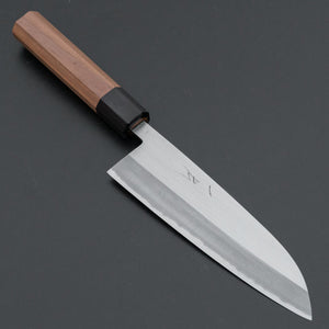 Hitohira Harima Forged Blue #2 Stainless Clad Migaki Santoku Walnut Handle - Tetogi