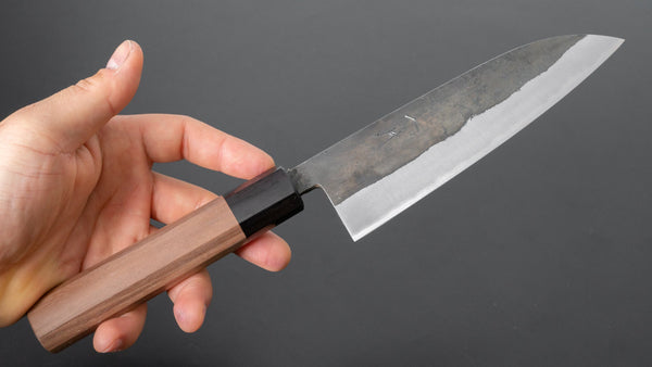 Hitohira Harima Forged Blue Super Stainless Clad Santoku Walnut Handle - Tetogi