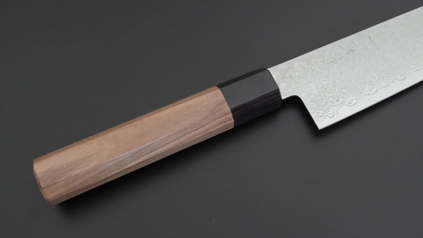 Hitohira HG Damascus Santoku Walnut Handle - Tetogi