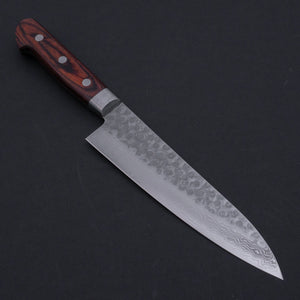 Hitohira HG Tsuchime Damascus Gyuto 180mm Imitation Mahogany Handle - Tetogi