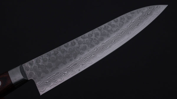 Hitohira HG Tsuchime Damascus Gyuto 180mm Imitation Mahogany Handle - Tetogi