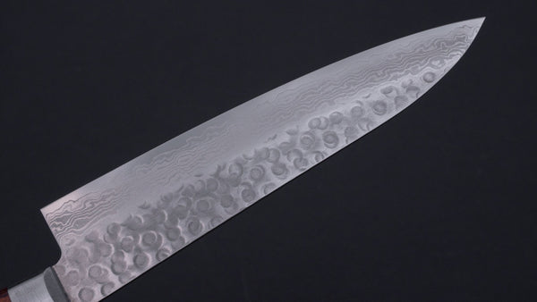 Hitohira HG Tsuchime Damascus Gyuto 180mm Imitation Mahogany Handle - Tetogi