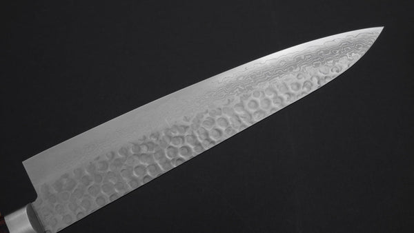 Hitohira HG Tsuchime Damascus Gyuto 240mm Imitation Mahogany Handle - Tetogi