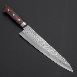 Hitohira HG Tsuchime Damascus Gyuto 240mm Imitation Mahogany Handle - Tetogi