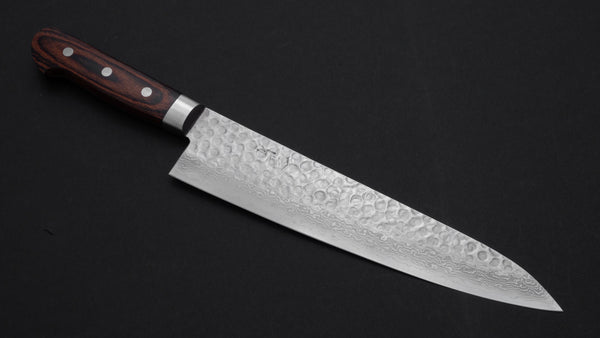 Hitohira HG Tsuchime Damascus Gyuto 240mm Imitation Mahogany Handle - Tetogi