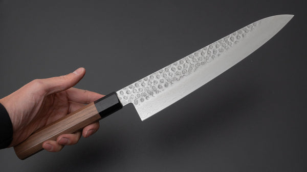 Hitohira HG Tsuchime Damascus Gyuto 240mm Walnut Handle - Tetogi