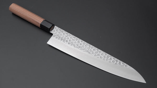 Hitohira HG Tsuchime Damascus Gyuto 240mm Walnut Handle - Tetogi