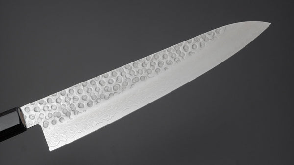 Hitohira HG Tsuchime Damascus Gyuto 240mm Walnut Handle - Tetogi