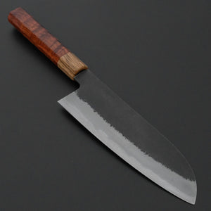 Hitohira Hinode Nashiji White 2 Stainless Clad Santoku 180mm Wood Handle - Tetogi