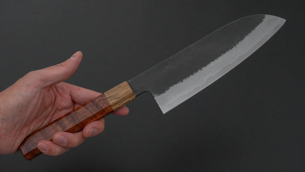 Hitohira Hinode Nashiji White 2 Stainless Clad Santoku 180mm Wood Handle - Tetogi