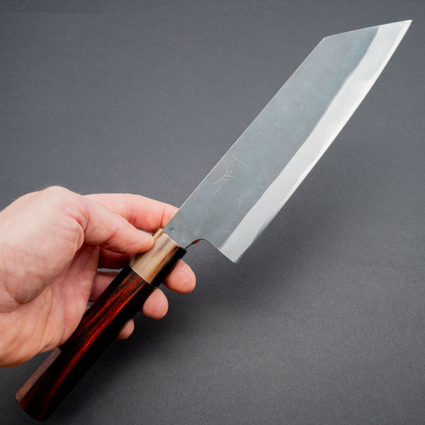 Hitohira Hizen Kurouchi Blue 1 Stainless Clad Bunka 190mm Rosewood Handle - Tetogi