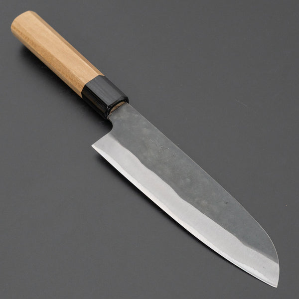 Hitohira Hizen Kurouchi Blue 1 Stainless Clad Santoku 165mm Ho Wood Handle - Tetogi