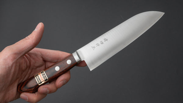 Hitohira Imojiya MZ VG - 1 Santoku 145mm Imitation Mahogany Handle (2 Pins) - Tetogi