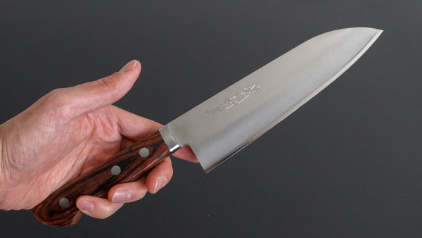 Hitohira Imojiya MZ VG - 1 Santoku 165mm Imitation Mahogany Handle - Tetogi