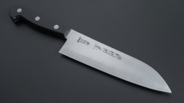 Hitohira Imojiya OKD White #2 Stainless Clad Santoku 180mm Pakka Handle - Tetogi