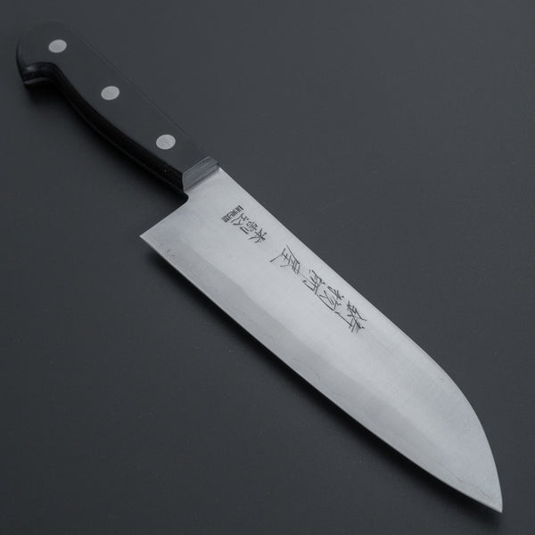 Hitohira Imojiya OKD White #2 Stainless Clad Santoku 180mm Pakka Handle - Tetogi