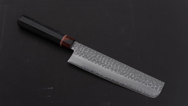 Hitohira Imojiya ST Tsuchime Damascus Nakiri 180mm Pakka Handle (Wa) - Tetogi